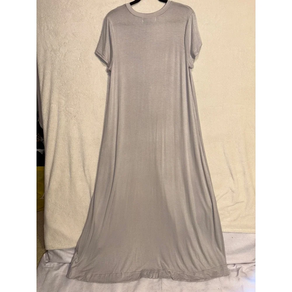 Free People Beach Crossover Short Sleeve Tulip Slit Maxi Dress lilac purple L